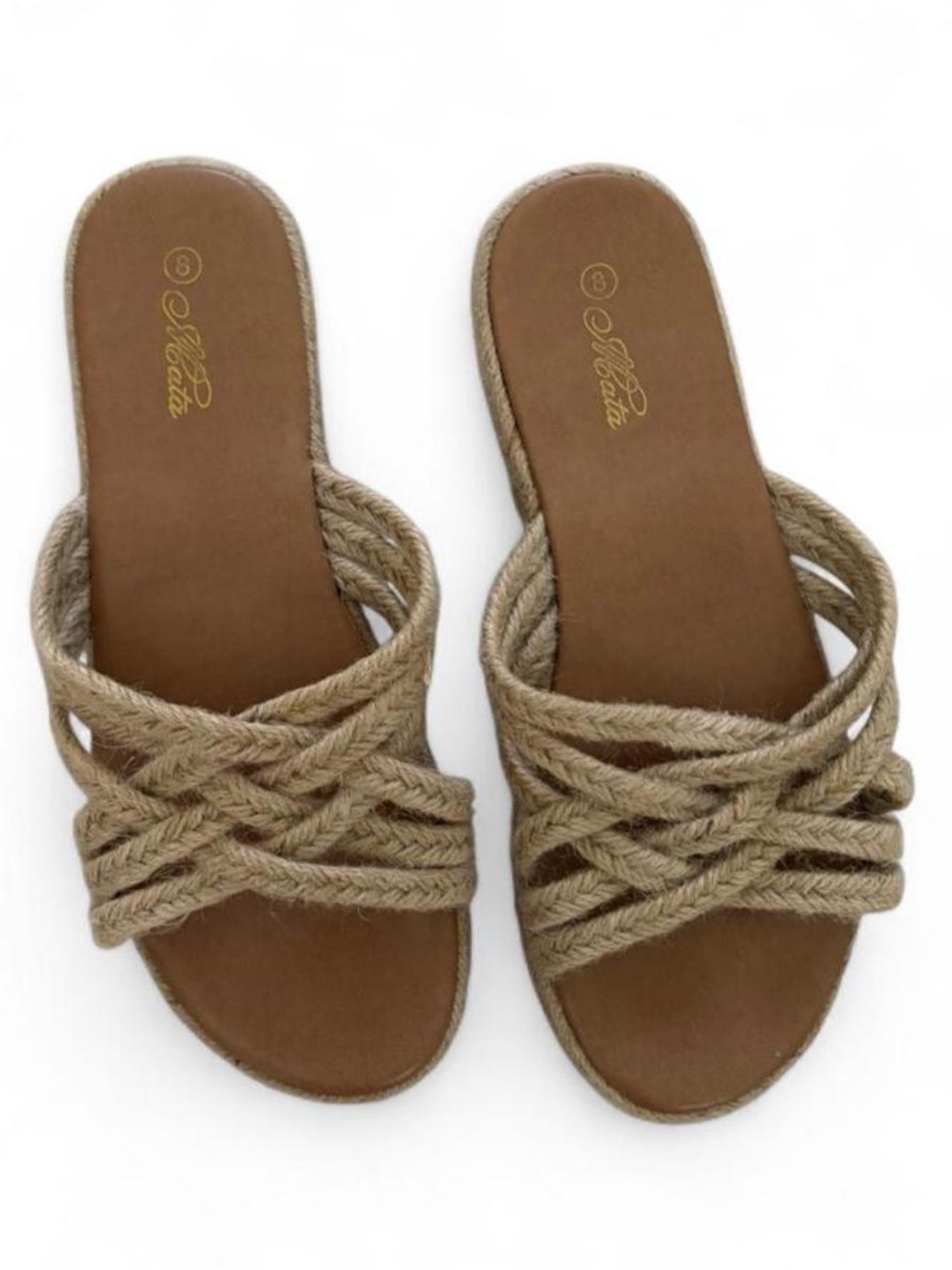 Braided Rope Slide Sandals in Natural